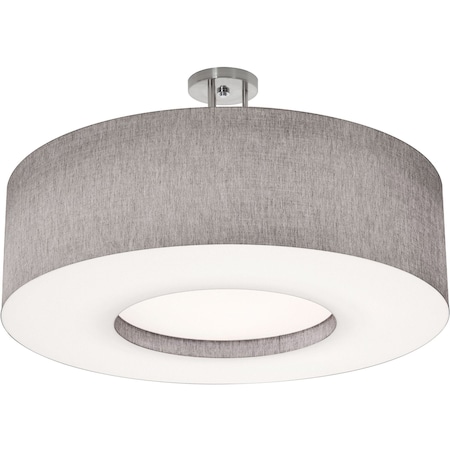 Afx Montclair 30in. LED Semi-Flush Mount, Satin Nickel Finish, Grey Shade MCF3044L5AJUD-GYSF